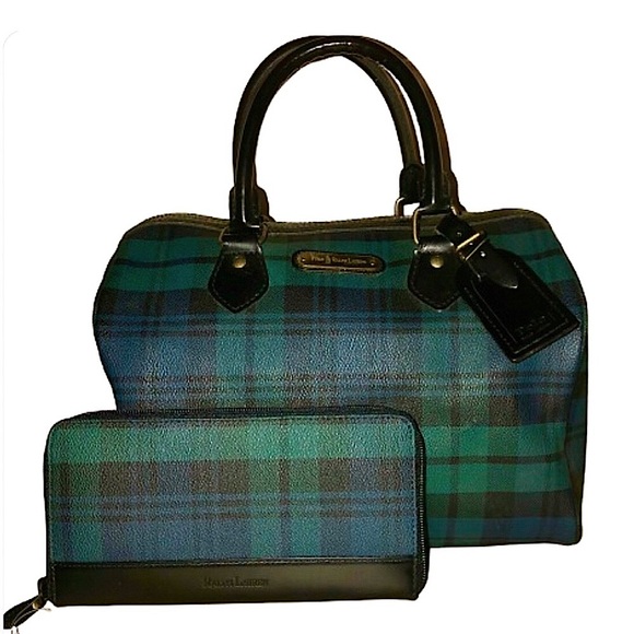 MRALPH LAUREN Black Watch Plaid Boston Weekend Travel Doctors Bag Speedy 30cm - Picture 11 of 17